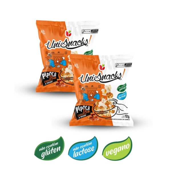 Sachê de pipoca duo caramelo e salgada 12g