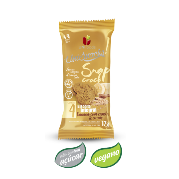 Sachê biscoito integral banana com canela e cereais 17g